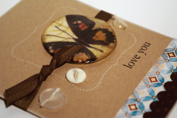 cracked glass butterfly card - detail
