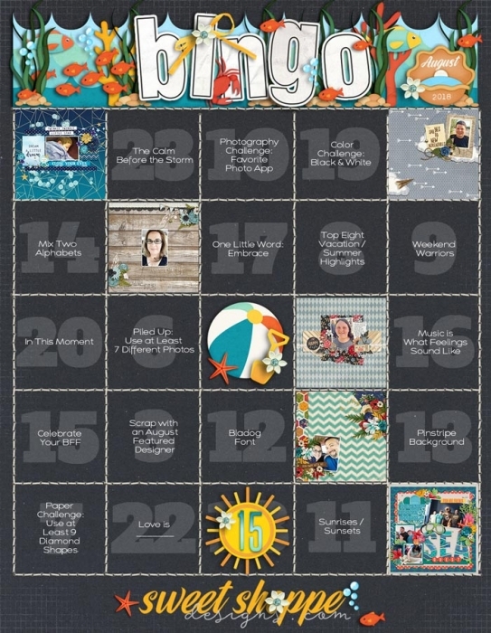 August 2018 Bingo Board