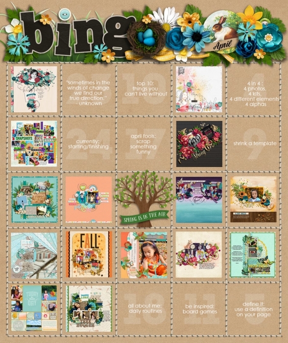 April 2016 Bingo card