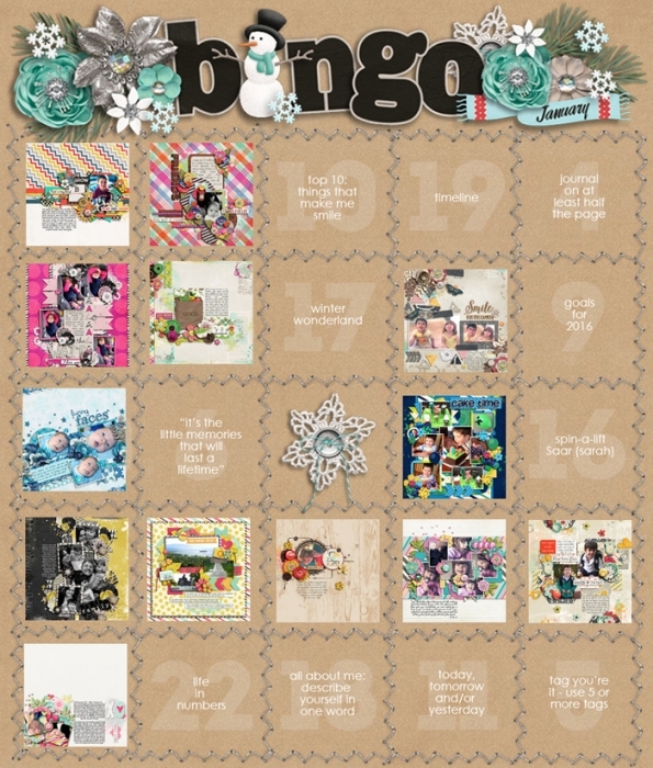 January 2016 Bingo Card
